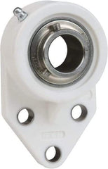 Value Collection - 1-1/4" ID, 6-3/16" OAL x 1-27/32" OAH 3 Bolt Flange Mounted Bearing - 3,462 Lb Static Cap, 5,777 Lb Dyn Cap, 2" Btw Mnt Hole Ctrs, 27/32" Base-to-Ctr Ht, Thermoplastic - Exact Tool & Supply