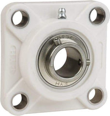Value Collection - 1-7/16" ID, 4-21/32" OAL x 1-27/32" OAH 4-Bolt Flange Mounted Bearing - 3,462 Lb Static Cap, 5,777 Lb Dyn Cap, 3-5/8" Btw Mnt Hole Ctrs, 27/32" Base-to-Ctr Ht, Thermoplastic - Exact Tool & Supply