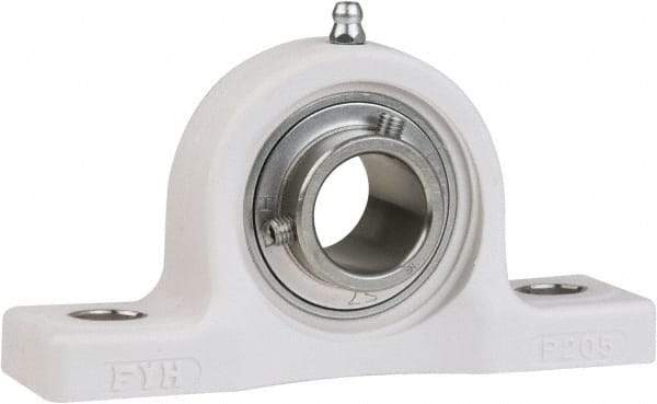 Value Collection - 1-3/16" ID, 6-13/32" OAL x 3-5/16" OAH Pillow Block - 2,540 Lb Static Cap, 4,383 Lb Dyn Cap, 4-11/16" Btw Mnt Hole Ctrs, 1-11/16" Base-to-Ctr Ht, Thermoplastic - Exact Tool & Supply