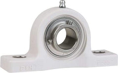 Value Collection - 1-3/16" ID, 6-13/32" OAL x 3-5/16" OAH Pillow Block - 2,540 Lb Static Cap, 4,383 Lb Dyn Cap, 4-11/16" Btw Mnt Hole Ctrs, 1-11/16" Base-to-Ctr Ht, Thermoplastic - Exact Tool & Supply
