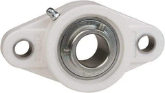 Value Collection - 1-7/16" ID, 6-15/32" OAL x 1-3/4" OAH 2-Bolt Flange Mounted Bearing - 3,462 Lb Static Cap, 5,777 Lb Dyn Cap, 5-1/8" Btw Mnt Hole Ctrs, 3/4" Base-to-Ctr Ht, Thermoplastic - Exact Tool & Supply