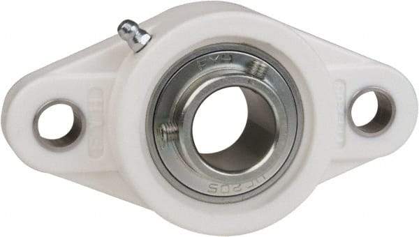 Value Collection - 1-1/2" ID, 6-15/16" OAL x 2-1/32" OAH 2-Bolt Flange Mounted Bearing - 4,001 Lb Static Cap, 6,541 Lb Dyn Cap, 5-43/64" Btw Mnt Hole Ctrs, 53/64" Base-to-Ctr Ht, Thermoplastic - Exact Tool & Supply