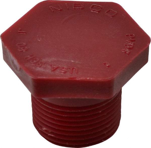 NIBCO - 1" PVDF Plastic Pipe Threaded Plug - Schedule 80, MIPT x MIPT End Connections - Exact Tool & Supply