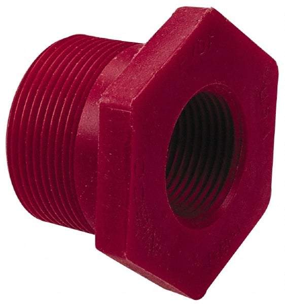 NIBCO - 2 x 1-1/2" PVDF Plastic Pipe Flush Threaded Reducer Bushing - Schedule 80, MIPT x FIPT End Connections - Exact Tool & Supply