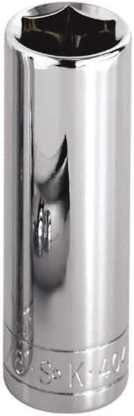 SK - 1/4", 1/4" Drive, Deep Hand Socket - 6 Points, Steel, Chrome Finish - Exact Tool & Supply