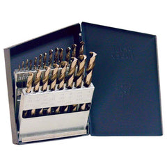 ‎1/16-3/8 RHS / RHC HSS 135 Degree Split Point Heavy Duty Jobber Length Drill Set - TiN - Exact Tool & Supply