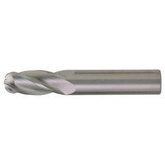 ‎1″ Dia. × 1″ Shank × 1-1/2″ DOC × 4″ OAL, Carbide TiAlN, Spiral , 4 Flute, CW Helix, Round, Ballnose End Mill - Exact Tool & Supply