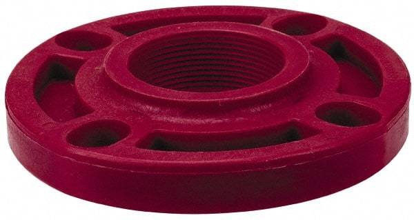 NIBCO - 2" Pipe, 6" OD, PVDF Threaded Pipe Flange - Schedule 80, Red - Exact Tool & Supply