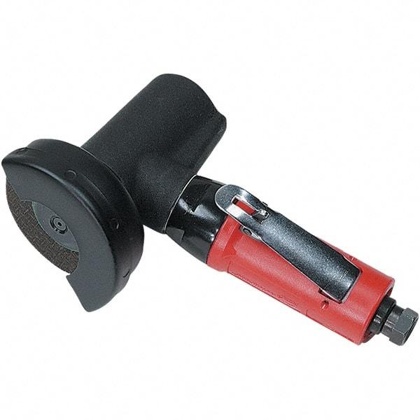 Autobrade Red - 3" Wheel Diam, 20,000 RPM, Pneumatic Cutoff & Cutoff-Grinder Tool - Right Angle Handle, 1/4 NPT Inlet - Exact Tool & Supply