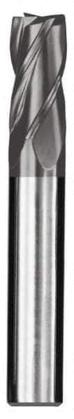 SGS - 29/64", 1" LOC, 1/2" Shank Diam, 3" OAL, 4 Flute, Solid Carbide Square End Mill - Single End, AlTiN Finish, Spiral Flute, 30° Helix, Centercutting, Right Hand Cut, Right Hand Flute, Series 1 - Exact Tool & Supply