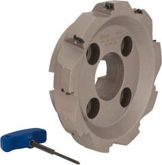 Iscar - 9 Inserts, 8" Cut Diam, 2-1/2" Arbor Diam, 0.56" Max Depth of Cut, Indexable Square-Shoulder Face Mill - 0/90° Lead Angle, 2-1/2" High, AD..1505.. & HM90 AD..1505.. Insert Compatibility, Series HM90 - Exact Tool & Supply