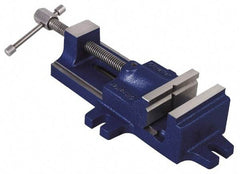 Gibraltar - 4" Jaw Opening Capacity x 1-1/2" Throat Depth, Horizontal Drill Press Vise - 3-1/2" Wide Jaw, Stationary Base, Standard Speed, 12-1/2" OAL, Cast Iron - Exact Tool & Supply