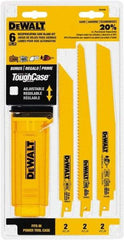 DeWALT - 6 Pieces, 8" to 9" Long x 0.04" Thickness, Bi-Metal Reciprocating Saw Blade Set - Straight Profile, 6 to 14 Teeth, Toothed Edge - Exact Tool & Supply