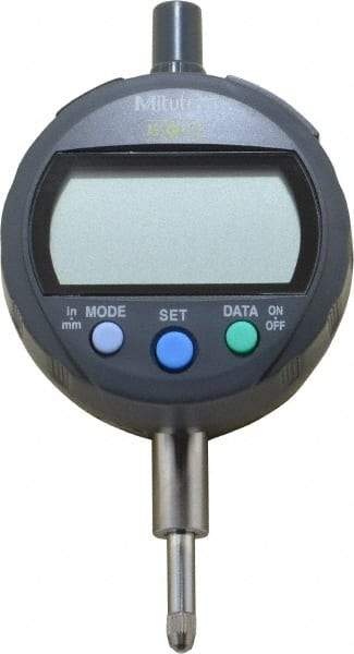 Mitutoyo - 0 to 12.7mm Range, 0.00005" Graduation, Electronic Drop Indicator - Lug-on-center Back, Accurate to 0.0001", English & Metric System, LCD Display - Exact Tool & Supply