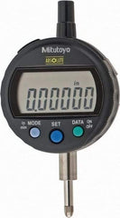Mitutoyo - 0 to 12.7mm Range, 0.00005" Graduation, Electronic Drop Indicator - Flat Back, Accurate to 0.0001", English & Metric System, LCD Display - Exact Tool & Supply