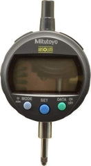 Mitutoyo - 0 to 12.7mm Range, 0.0005" Graduation, Electronic Drop Indicator - Lug-on-center Back, Accurate to 0.001", English & Metric System, LCD Display - Exact Tool & Supply