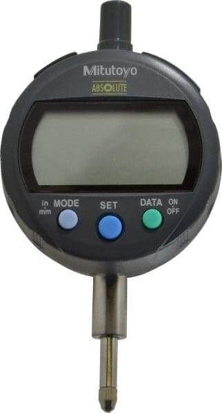 Mitutoyo - 0 to 12.7mm Range, 0.0005" Graduation, Electronic Drop Indicator - Flat Back, Accurate to 0.001", English & Metric System, LCD Display - Exact Tool & Supply