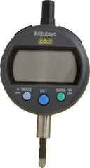 Mitutoyo - 0 to 12.7mm Range, 0.0005" Graduation, Electronic Drop Indicator - Lug-on-center Back, Accurate to 0.001", English & Metric System, LCD Display - Exact Tool & Supply