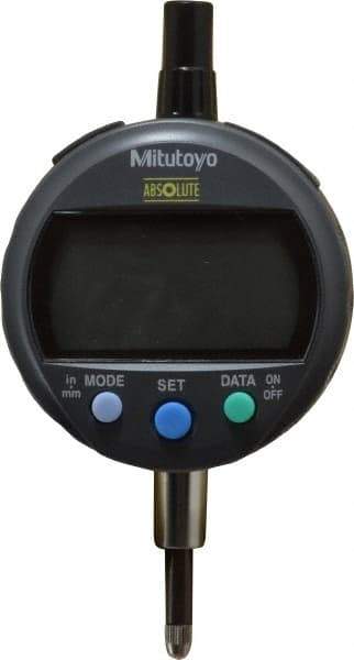 Mitutoyo - 0 to 12.7mm Range, 0.0005" Graduation, Electronic Drop Indicator - Flat Back, Accurate to 0.001", English & Metric System, LCD Display - Exact Tool & Supply