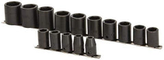 Proto - 15 Piece 1/2" Drive Impact Socket Set - 6 Points, 3/8" to 1-1/4" Range, Inch Measurement Standard - Exact Tool & Supply
