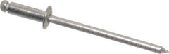 RivetKing - Size 44 Dome Head Stainless Steel Open End Blind Rivet - Stainless Steel Mandrel, 0.188" to 1/4" Grip, 1/4" Head Diam, 0.129" to 0.133" Hole Diam, 0.4" Length Under Head, 1/8" Body Diam - Exact Tool & Supply
