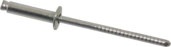 RivetKing - Size 46 Dome Head Stainless Steel Open End Blind Rivet - Stainless Steel Mandrel, 0.313" to 3/8" Grip, 1/4" Head Diam, 0.129" to 0.133" Hole Diam, 0.525" Length Under Head, 1/8" Body Diam - Exact Tool & Supply