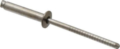 RivetKing - Size 48 Dome Head Stainless Steel Open End Blind Rivet - Stainless Steel Mandrel, 0.376" to 1/2" Grip, 1/4" Head Diam, 0.129" to 0.133" Hole Diam, 0.65" Length Under Head, 1/8" Body Diam - Exact Tool & Supply