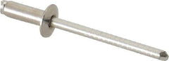 RivetKing - Size 54 Dome Head Stainless Steel Open End Blind Rivet - Stainless Steel Mandrel, 0.188" to 1/4" Grip, 0.312" Head Diam, 0.16" to 0.164" Hole Diam, 0.425" Length Under Head, 5/32" Body Diam - Exact Tool & Supply