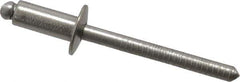 RivetKing - Size 64 Dome Head Stainless Steel Open End Blind Rivet - Stainless Steel Mandrel, 0.188" to 1/4" Grip, 3/8" Head Diam, 0.192" to 0.196" Hole Diam, 0.45" Length Under Head, 3/16" Body Diam - Exact Tool & Supply