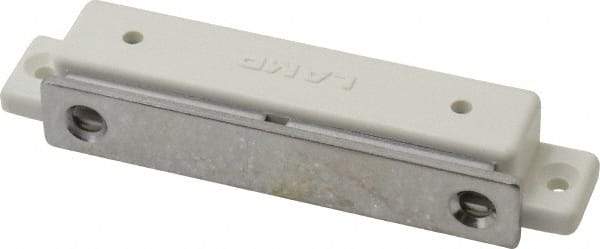 Sugatsune - 3.39" Long x 0.67" Wide x 0.51" High, Plastic & Steel Magentic Catch - White Finish, 10.5 Magnetic Force, 2-3/4" Long Strike, 15/32" Wide Strike - Exact Tool & Supply