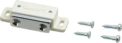 Sugatsune - 1.99" Long x 0.67" Wide x 0.47" High, Plastic & Steel Tension Catch - White Finish, 5.2 Magnetic Force, 1-3/16" Long Strike, 29/64" Wide Strike - Exact Tool & Supply