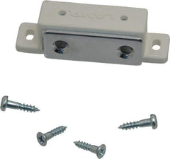 Sugatsune - 2.36" Long x 0.71" Wide x 0.63" High, Plastic & Steel Tension Catch - White Finish, 6.1 Magnetic Force, 1-1/2" Long Strike, 35/64" Wide Strike - Exact Tool & Supply