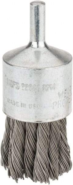 DeWALT - 1" Brush Diam, Knotted, End Brush - 1/4" Diam Steel Shank, 1/4" Pilot Diam, 20,000 Max RPM - Exact Tool & Supply