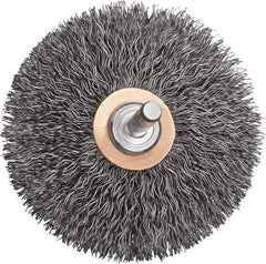 DeWALT - 2" OD, 1/4" Shank Diam, Crimped Steel Wheel Brush - 1/2" Trim Length, 0.014" Filament Diam, 20,000 RPM - Exact Tool & Supply