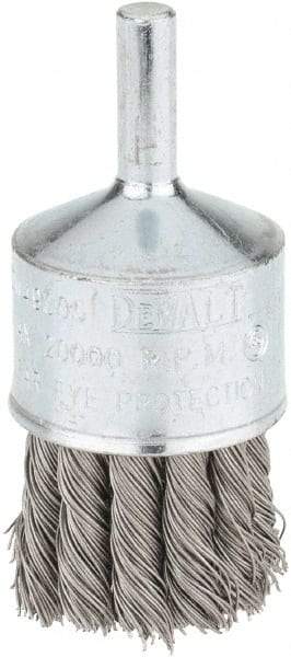 DeWALT - 1" Brush Diam, Knotted, End Brush - 1/4" Diam Steel Shank, 1/4" Pilot Diam, 20,000 Max RPM - Exact Tool & Supply