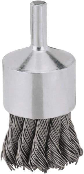 DeWALT - 3/4" Brush Diam, Knotted, End Brush - 1/4" Diam Steel Shank, 1/4" Pilot Diam, 20,000 Max RPM - Exact Tool & Supply