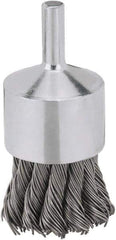 DeWALT - 1" Brush Diam, Knotted, End Brush - 1/4" Diam Steel Shank, 1/4" Pilot Diam, 20,000 Max RPM - Exact Tool & Supply