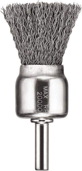 DeWALT - 1" Brush Diam, Crimped, End Brush - 1/4" Diam Steel Shank, 1/4" Pilot Diam, 20,000 Max RPM - Exact Tool & Supply
