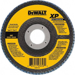 DeWALT - 40 Grit, 6" Disc Diam, 5/8-11 Center Hole, Type 27 Zirconia Alumina Flap Disc - 10,100 Max RPM, Cloth Backing, Arbor Attaching System, Coated - Exact Tool & Supply