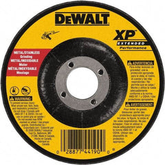 DeWALT - 24 Grit, 6" Wheel Diam, 1/4" Wheel Thickness, 7/8" Arbor Hole, Type 27 Depressed Center Wheel - Zirconia Alumina, Resinoid Bond, 10,100 Max RPM, Compatible with Angle Grinder - Exact Tool & Supply