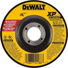 DeWALT - 24 Grit, 5" Wheel Diam, 1/8" Wheel Thickness, 7/8" Arbor Hole, Type 27 Depressed Center Wheel - Zirconia Alumina, Resinoid Bond, 12,200 Max RPM, Compatible with Angle Grinder - Exact Tool & Supply
