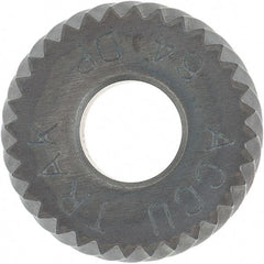 Made in USA - 1/2" Diam, 80° Tooth Angle, Convex, Form Type Cobalt Right-Hand Diagonal Knurl Wheel - 3/16" Face Width, 3/16" Hole, 64 Diametral Pitch, Ferritic Nitrocarburizing Finish, Series EPV - Exact Tool & Supply