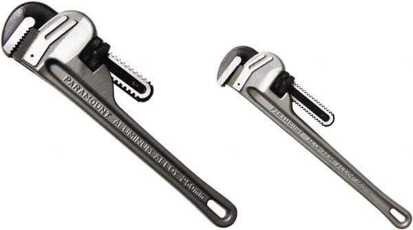 Paramount - 2 Piece, 0" to 1-1/2" & 0" to 2-1/2", Straight Pipe Wrench Set - Inch Measurement Standard - Exact Tool & Supply