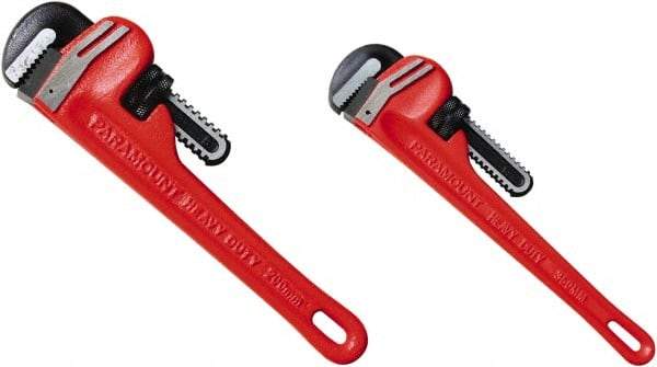 Paramount - 2 Piece, 0" to 1" & 0" to 2", Straight Pipe Wrench Set - Inch Measurement Standard - Exact Tool & Supply