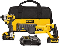 DeWALT - 2 Piece 20 Volt Cordless Tool Combination Kit - Includes 1/4" Impact Driver, Reciprocating Saw, Fast Charger, Contractor Bag & Belt Hook, Lithium-Ion - Exact Tool & Supply