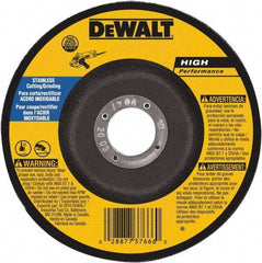 DeWALT - 30 Grit, 9" Wheel Diam, 1/8" Wheel Thickness, 7/8" Arbor Hole, Type 27 Depressed Center Wheel - Aluminum Oxide, 6,600 Max RPM, Compatible with Angle Grinder - Exact Tool & Supply