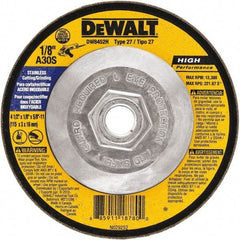 DeWALT - 30 Grit, 7" Wheel Diam, 1/8" Wheel Thickness, Type 27 Depressed Center Wheel - Aluminum Oxide, 8,700 Max RPM, Compatible with Angle Grinder - Exact Tool & Supply