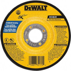 DeWALT - 30 Grit, 7" Wheel Diam, 1/4" Wheel Thickness, 7/8" Arbor Hole, Type 27 Depressed Center Wheel - Aluminum Oxide, 8,700 Max RPM, Compatible with Angle Grinder - Exact Tool & Supply