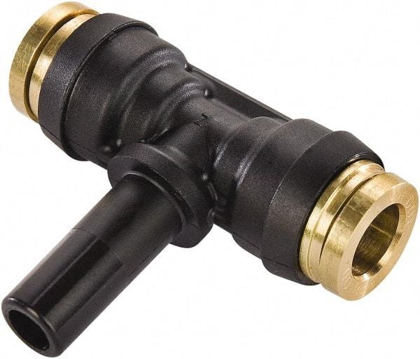 Parker - 1/4" Tube OD, Composite Push-to-Connect Tube Plug-In Branch Tee - Tube to Stem Connection, 250 Max psi, Buna-N O-Ring, -40 to 200°F Working Temp - Exact Tool & Supply