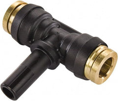 Parker - 1/4" Tube OD, Composite Push-to-Connect Tube Plug-In Branch Tee - Tube to Stem Connection, 250 Max psi, Buna-N O-Ring, -40 to 200°F Working Temp - Exact Tool & Supply
